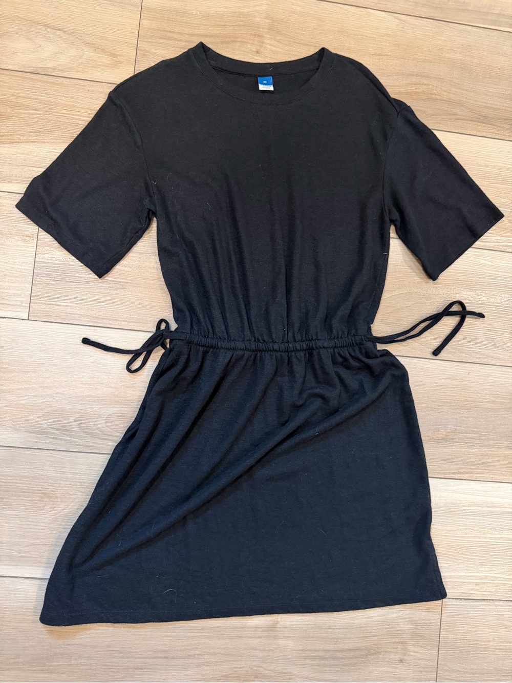 Old Navy Black Drawstring Waist Tee Dress